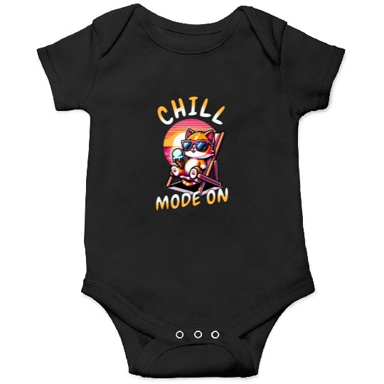 Cool Chill Cat Summer Fan Mode On Onesies