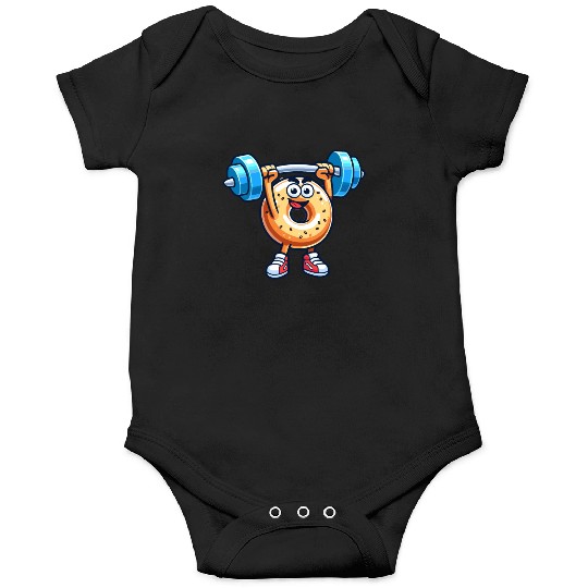 Fitness Gym Sport Bodybuilder Bodybuilding Bagel Onesies
