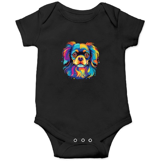 Watercolor Colorful Tibetan Spaniel Onesies