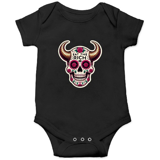 Horned Sugar Skull, eat the rich skull Onesies