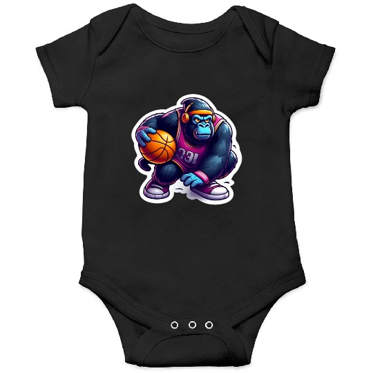Cool Funky Gorilla Slammin' Basketball Onesies