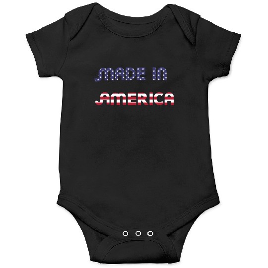 Made in America American Flag Font Funny Patriotic Onesies