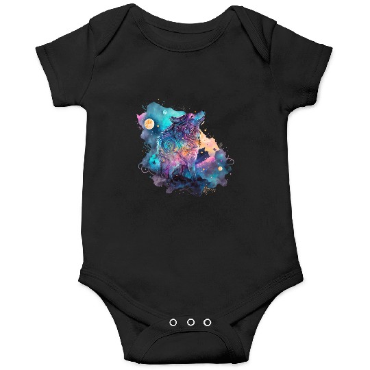 Wolf Print, Cosmic Wolves, Animal Print, Cosmos Onesies