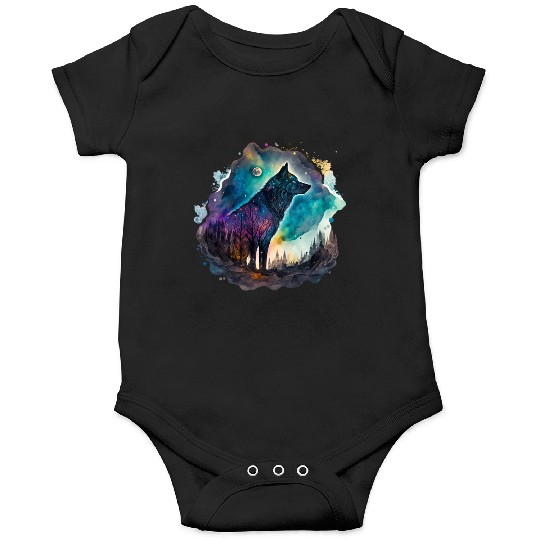 Wolf Print, Cosmic Wolves, Animal Print, Cosmos Onesies