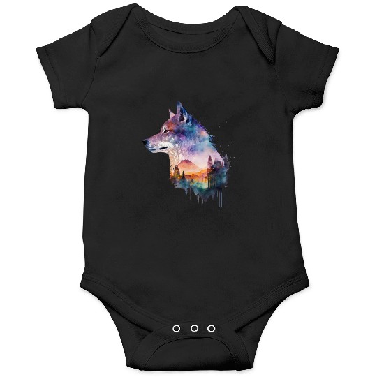 Wolf Print, Cosmic Wolves, Animal Print, Cosmos Onesies