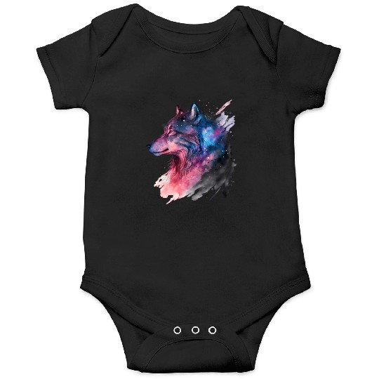 Wolf Print, Cosmic Wolves, Animal Print, Cosmos Onesies