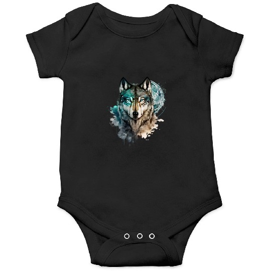 Wolf Print, Cosmic Wolves, Animal Print, Cosmos Onesies