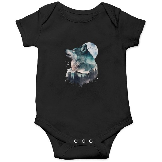 Wolf Print, Cosmic Wolves, Animal Print, Cosmos Onesies