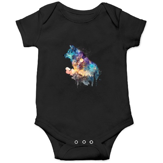 Wolf Print, Cosmic Wolves, Animal Print, Cosmos Onesies