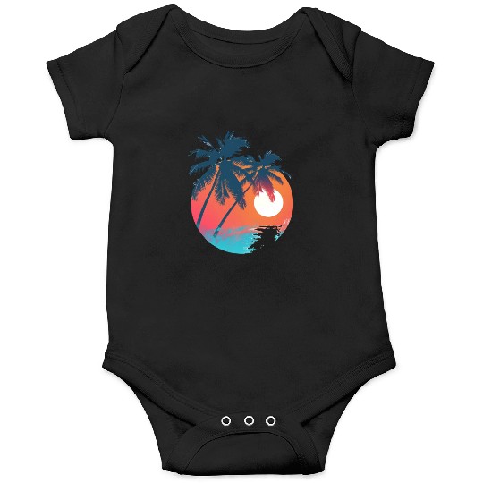 Tropical Sunset Retreat With Soaring Birds Onesies