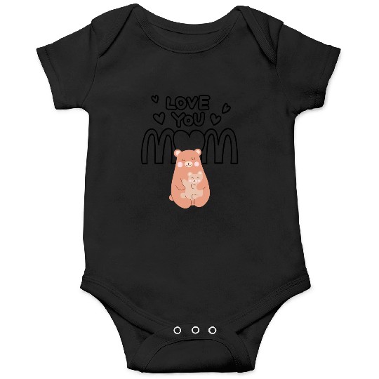 Peach Cute Mom And Baby Bear Mother s Day Card 4 Onesies