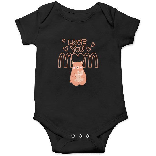 Peach Cute Mom And Baby Bear Mother s Day Card Onesies