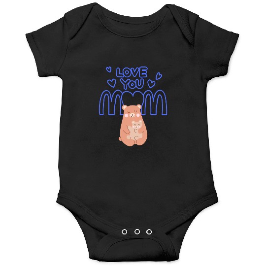 Peach Cute Mom And Baby Bear Mother s Day Card 3 Onesies