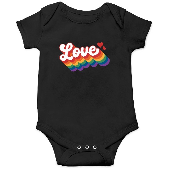 Love with hearts Pride Rainbow Flag Onesies
