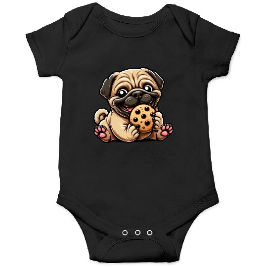 Pug Cookie Sweet Dessert Biscuit Onesies