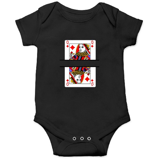Playing card queen of diamonds with banner space Onesies