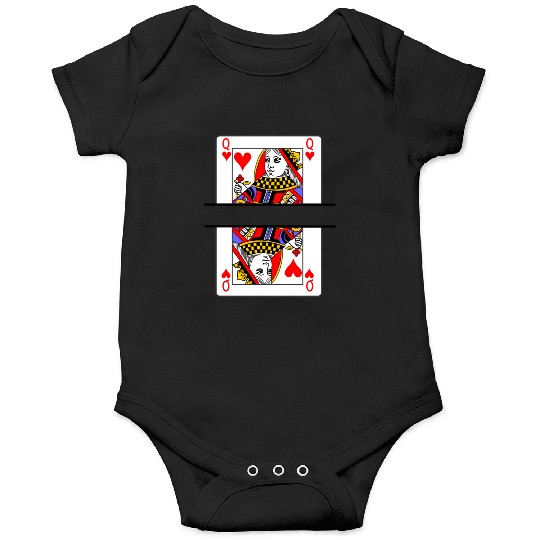 Playing card queen of hearts with banner space Onesies