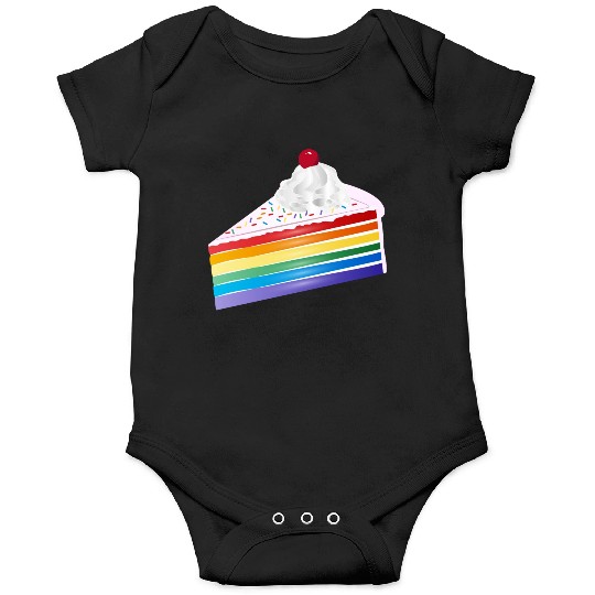 Piece of rainbow cake with cream and cherry Onesies