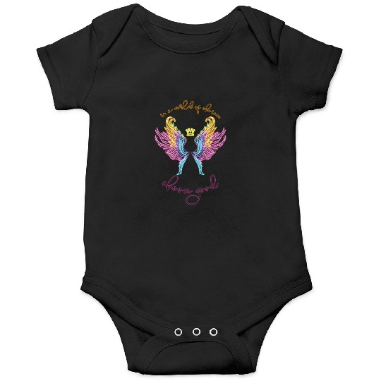 Neon angel wings with a crown Onesies