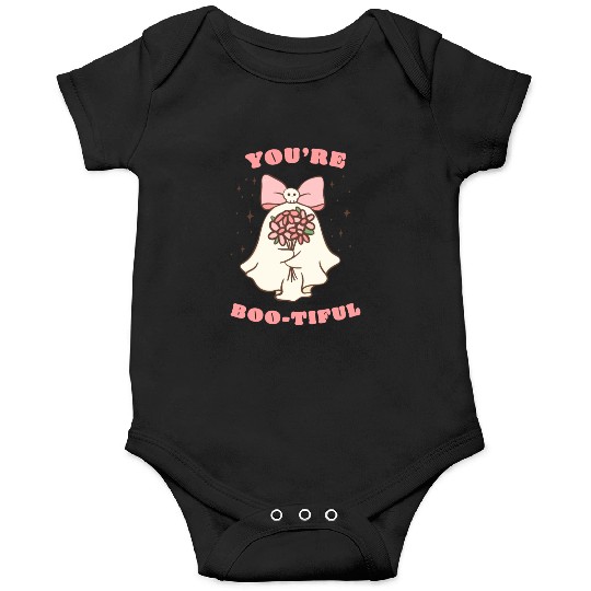 Pink halloween ghost girl with diasy flower Onesies