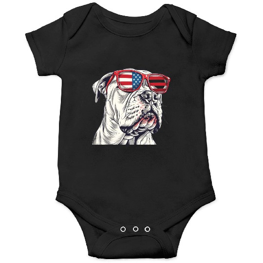 Dogo Argentino dog. 4th of July and memorial day Onesies