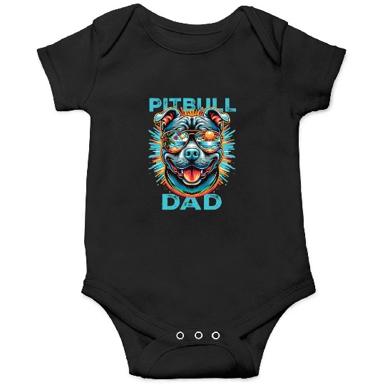 PITBULL DAD with summer sunglasses Onesies