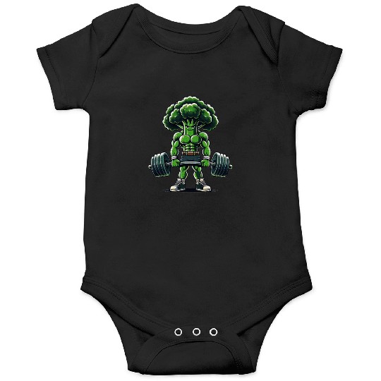 Broccoli Workout Muscular Broccoli Lifting Weights Onesies
