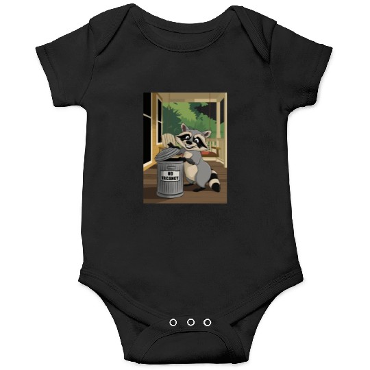 Racoon Trash Panda Metal Trash Can No Vacancy Onesies