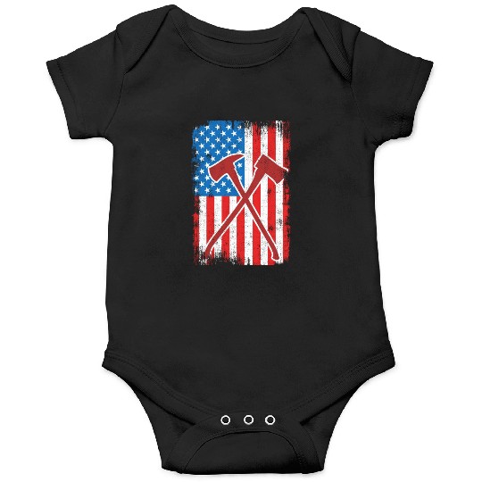 4th Of July US Firefighter Onesies