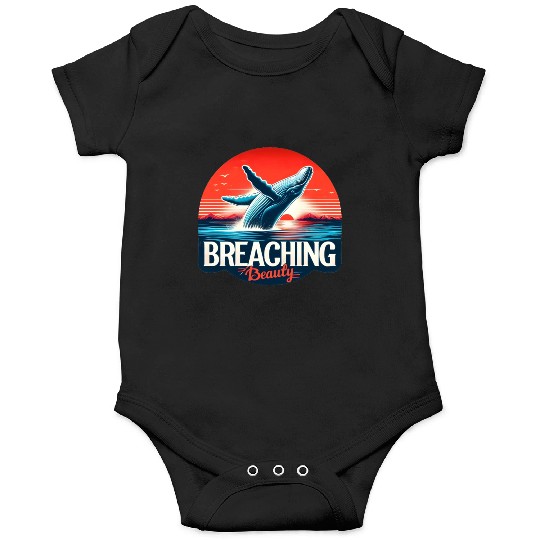Retro Whale Breaching Ocean Onesies