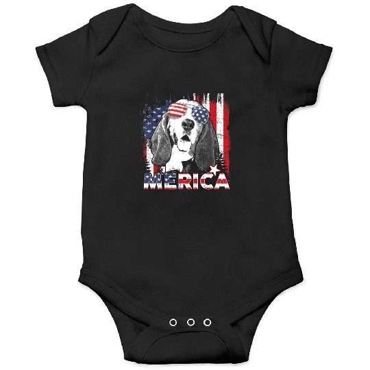 Basset Hound 4th Of July US Flag Merica Dog Lover Onesies