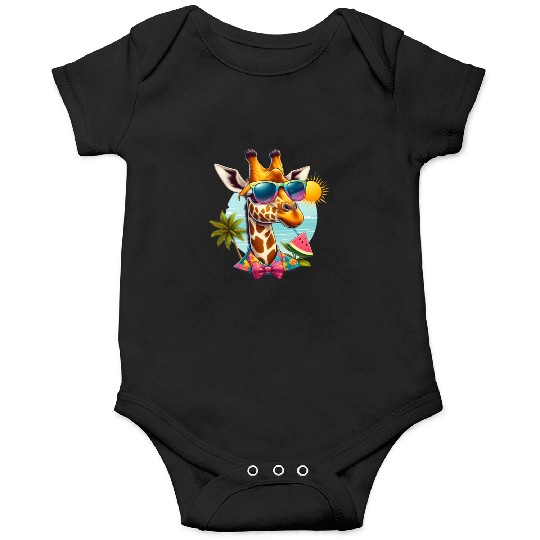 Funny giraffe Summer Beach Graphic Animal Lover Onesies