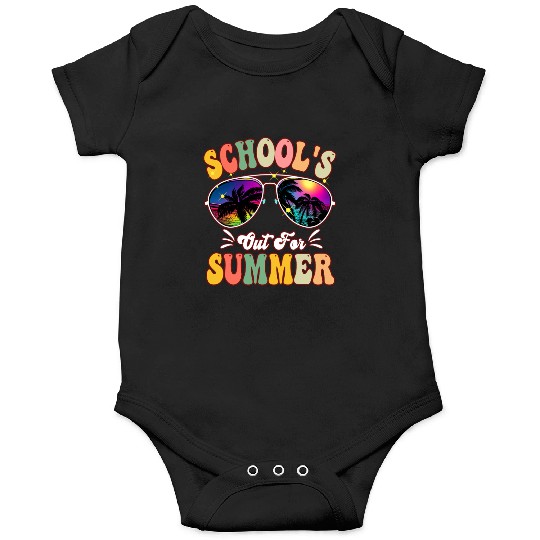 School's out for summer Tie Dye Sunglasses Teacher Onesies