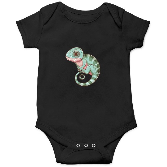 Charming Chameleon Curled Tail Imagery Onesies