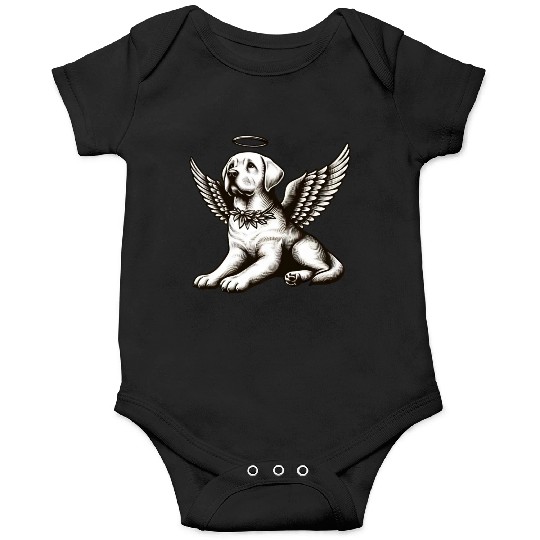 Labrador angel wings black white halo Onesies
