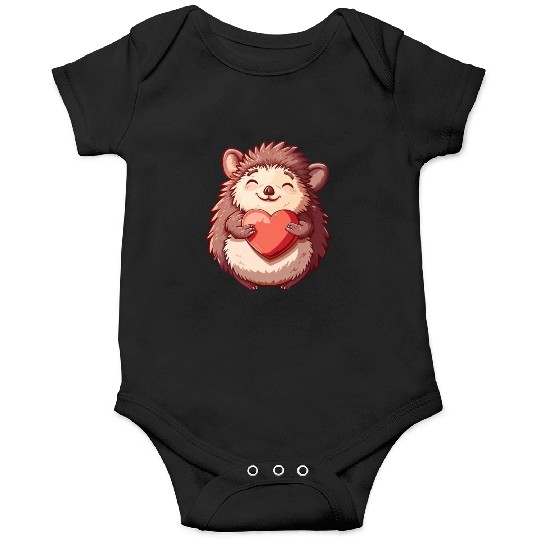 Cute Smiling Hedgehog Holding Heart - Adorable Onesies