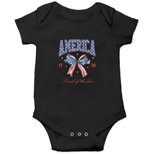 4th Of July America Coquette bow Independence Day Onesies