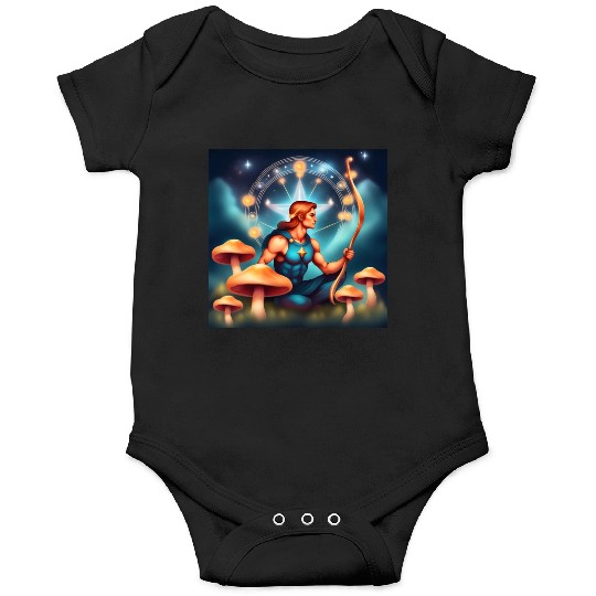 Sagittarius zodiac sign with mushrooms Onesies