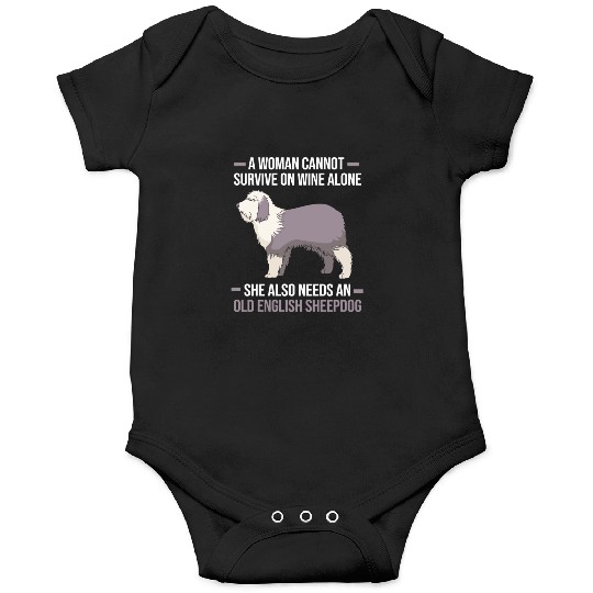 Dog Mom Wine Lover Funny Old English Sheepdog Onesies