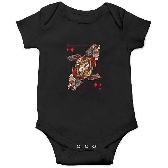 Unicorn steampunk card game Queen of Diamonds Poke Onesies