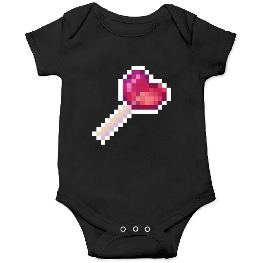 Pixel Art Sprite Cute Heart Lollipop Onesies