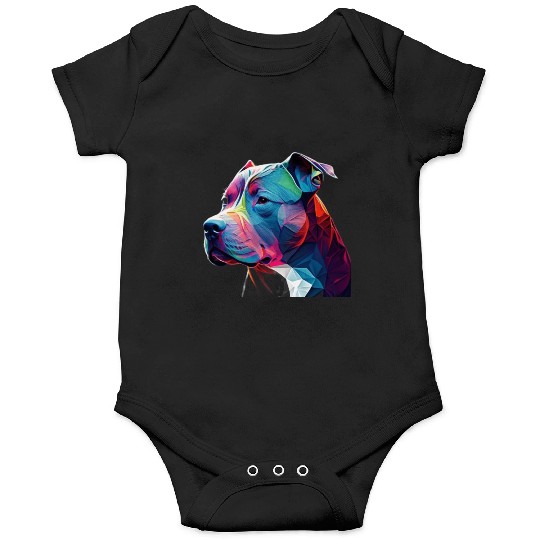 Blue Nose Pitbull Neon Face Origami Onesies