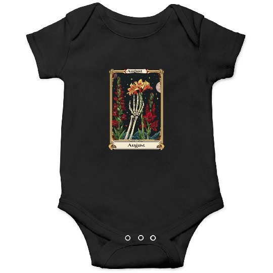 August Gothic Tarot Card - Gladiolus Flower & Skel Onesies