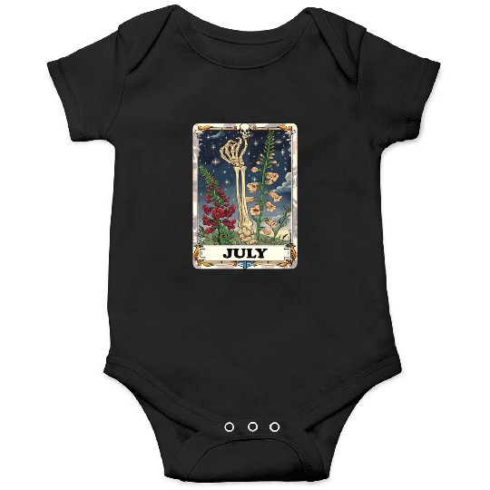 July Gothic Tarot Card - Larkspur Flower & Skeleto Onesies