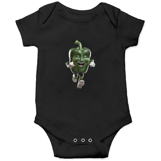 Green Bell Pepper Running Realistic Onesies