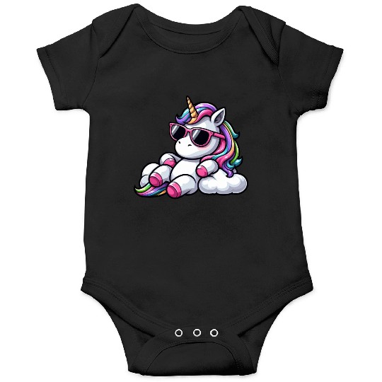 Cool unicorn sunglasses chill clouds sky Onesies
