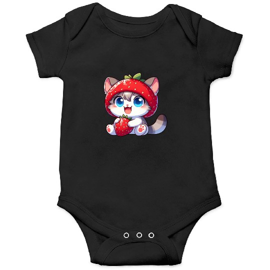 Cute Cat Strawberry Fruit Hat Quirky Onesies
