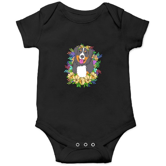 Cute Dog Lover Flower Bernese Dog For Dog Mom Onesies