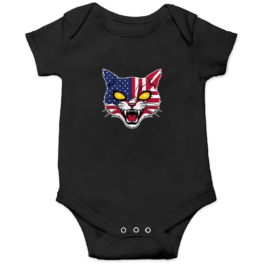 Patriotic Cat With USA Flag Onesies