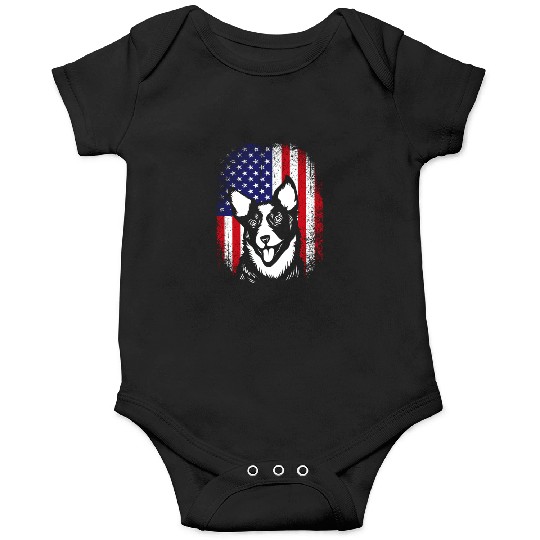 4th Of July US Flag Cute Australian Cattle Dog Onesies
